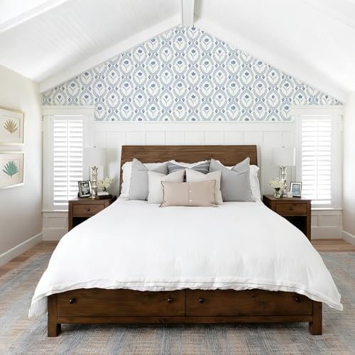 Orainege Floral Peel and Stick Wallpaper Blue Wallpaper - Image 7
