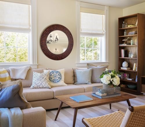 Chende 36'' Circle Mirror with Wood Frame, Large Decorative Mirror - Image 7