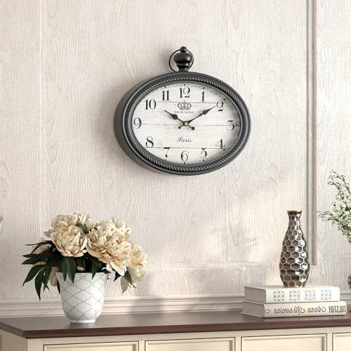 Retro Oval Wall Clock. Black Vintage Antique Style - Image 6