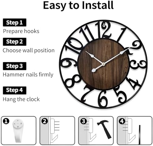 30 Inch Large Wall Clock for Living Room Bedroom Kitchen Mantel Decor, Battery - Image 7