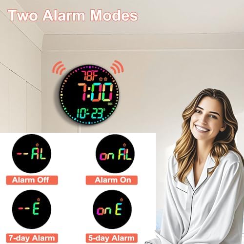 QINFIEY Large 12" RGB Color Changing Digital Wall Clock - Image 6