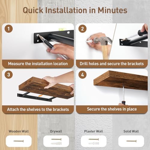 RALGEND Floating Shelves for Wall, 23.6" Wall Shelf Set of 3 - Image 6