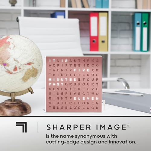 Sharper Image LED Word Digital Clock, Rose Gold Finish, Light-Up Desk & Wall - Image 6
