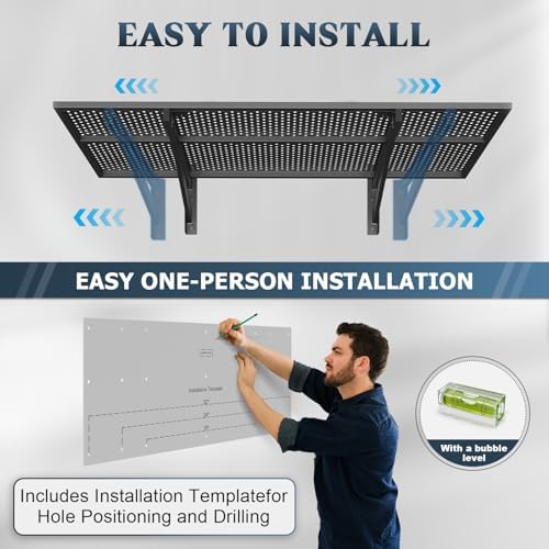 Jusgym 4 Pack Garage Wall Shelving, 1400LBS Integrated Shelves - Image 6