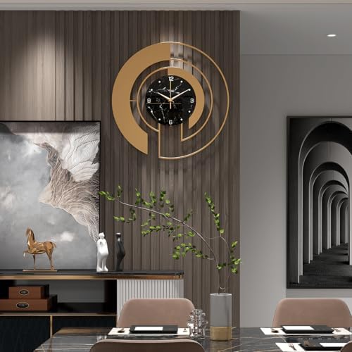 18-Inch Modern Large Metal Wall Clock, Marble-Patterned Tempered Glass Dial - Image 6