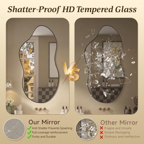 Irregular Asymmetrical Wall Mirror 26x48 Inches Decorative Tempered Glass - Image 7