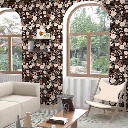 Brown Vintage Floral Peel and Stick Wallpaper 17.5" x 393" - Image 7