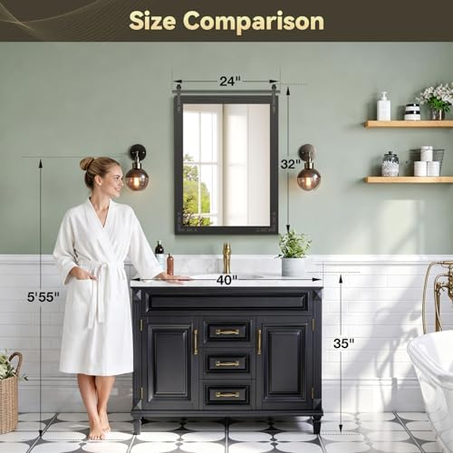 Brightify Farmhouse Mirror for Bathroom Sink - Image 6