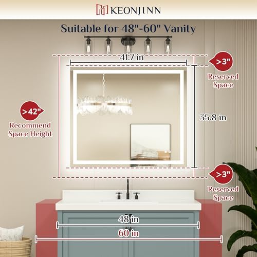 Keonjinn 42x36 Inch LED Bathroom Mirror - Image 6