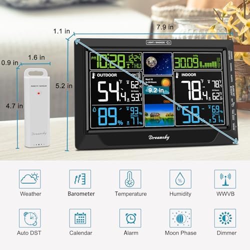 DreamSky Weather Station Indoor Outdoor Thermometer Wireless, Atomic Clock - Image 7