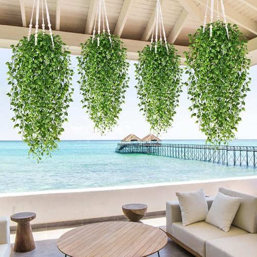 Waipfaru 4Pcs Artificial Hanging Plants, Fake Vines Boston Ivy - Image 7
