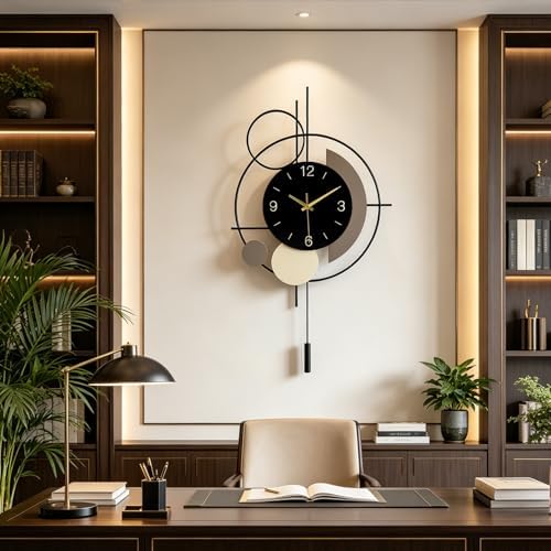Wall Clock with Pendulum, Silent Quality Quartz Battery Operated, Large Wall - Image 7