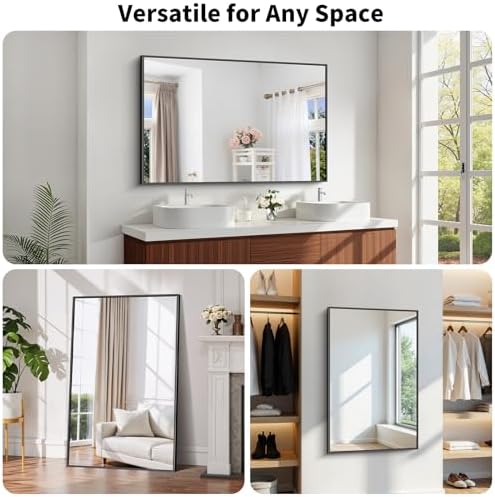 Koonmi Black Bathroom Mirror for Over Sink, Metal Framed 30"x48" Wall Mirror - Image 6