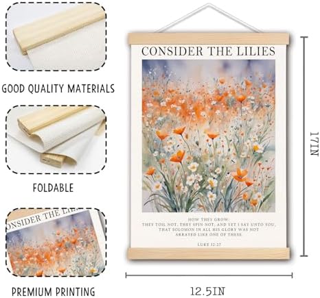 DNEULYR Consider the Lilies Inspirational Christian Poster Hanger Frame - Image 6
