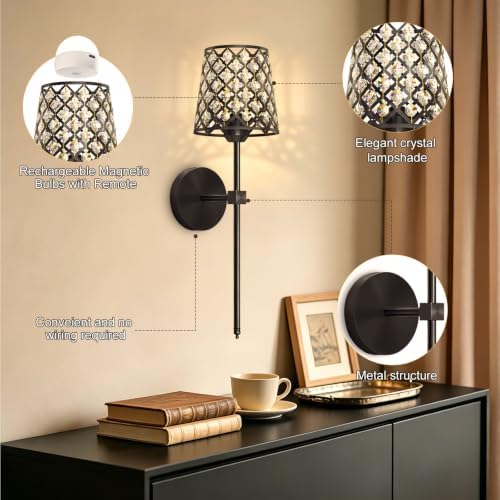 Crystal Battery Operated Wall Sconces Set of 2, Dimmable 12 RGB and 3CCT Wall - Image 7