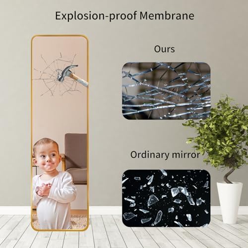 Giftgarden 47"x14" Gold Full Length Mirror Aluminum Framed, Modern Long Wall - Image 6