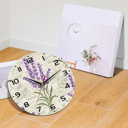 Vintage Floral with Lavenders Wall Clock Silent Non-Ticking Battery Operated - Image 6