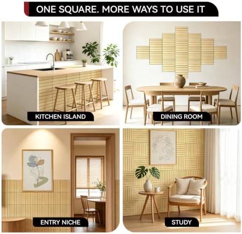 CUCOS Light Brown PVC Slat Wall Panels, 11.8 in Square, 10 Pack - Image 7