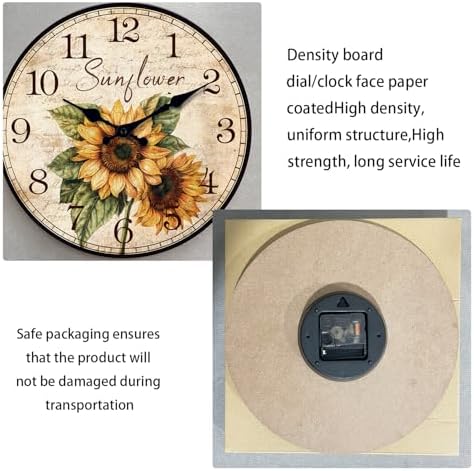 XFM Vintage Sunflower Wall Clock Battery Operated 14 Inch Silent - Image 6