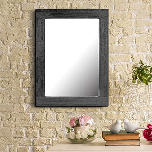 Stonebriar 24" x 18" Rectangle Black Wood Frame Wall Mirror - Image 7