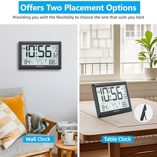 Atomic Clock Wall with Indoor/Outdoor Temp & 10.5" Large LCD Display - Image 6