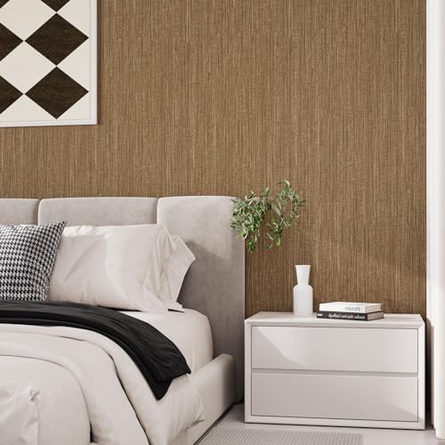 VaryPaper Bronze Brown Grasscloth Peel and Stick Wallpaper Textured Contact - Image 6