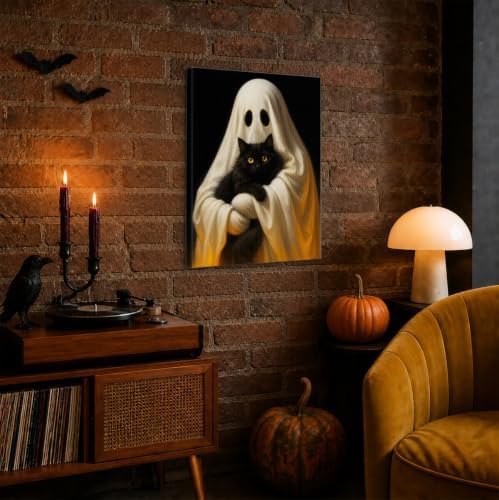 Halloween Ghost and Black Cat Canvas Wall Art, Ghost Art Print Wall Decor - Image 7