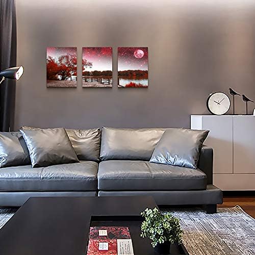 Wall Art Decor Poster Living Room abstract Red Tree Moon Starry Sky Landscape - Image 6