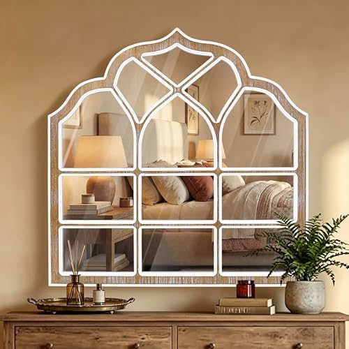 36x36 Inch Window Pane Wall Mirror, Farmhouse Gothic Arched Mirror - Image 6