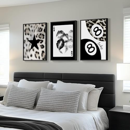 Black White Leopard Wall Art Trendy Aesthetic Canvas Wall Decor Cheetah Fashion - Image 7
