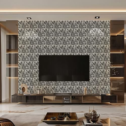 STICKGOO 33 Pack 3D Wall Panels, Brushed Silver - Image 6