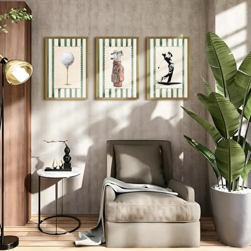 wanyun Vintage Golf Wall Art Set of 3 Canvas, Sports Framed Poster, Neutral - Image 7