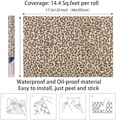 Leopard Print Wallpaper, Cheetah Peel and Stick Contact Paper 17"X120" - Image 7