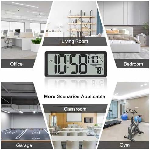 XREXS 14.5 Inch Battery Operated Digital Wall Clock - Image 7