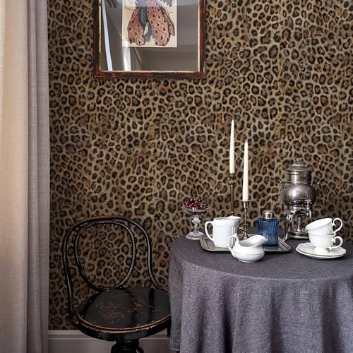 JiffDiff Upgrade Brown Leopard Print Peel and Stick Wallpaper, 17.3" x 800" - Image 6