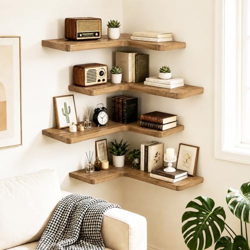 Solid Wood Corner Floating Shelves - Image 7