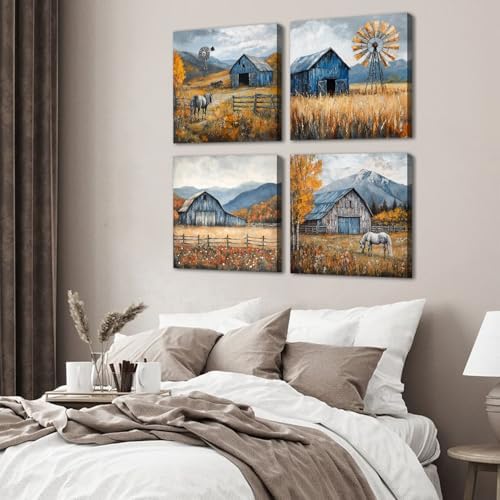 Colorful Wildflower Wall Art Farmhouse Barn Pictures Wall Decor Autumn Mountain - Image 6