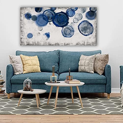 YJYart Blue Wall Art For Living Room Watercolor Dots Wall Decorations Indigo - Image 2