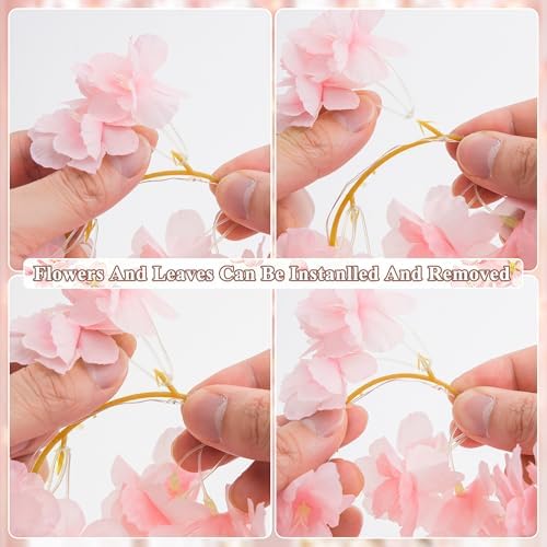 JMEXSUSS Cherry Blossom Lights Battery Operated, 15.75 FT 48 LED Pink Flower - Image 7