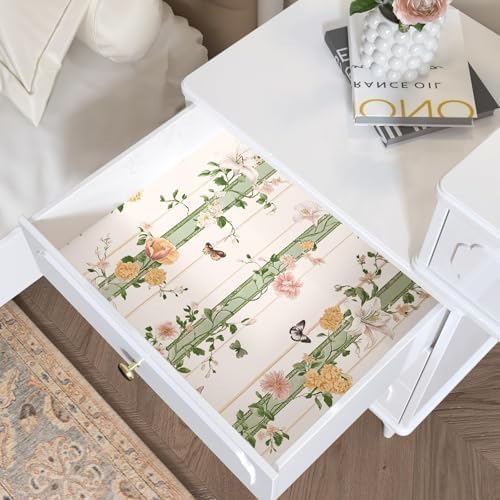 BOKEBEVE Boho Floral Peel Stick Wallpaper Beige Pink 17.5 x 393.5In - Image 6