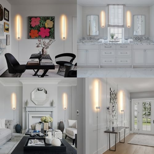 KELUOLY Modern LED Plug in Wall Sconces Set of Two, Chrome Dimmable 23.6" Wall - Image 7
