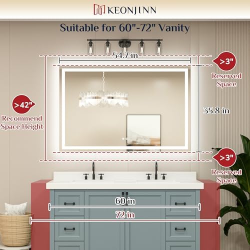 Keonjinn 55x36 Inch LED Bathroom Mirror - Image 6