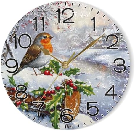 ALAZA Winter Snowy Scene Bird Wall Clock Battery Operated Non Ticking Silent - Image 7