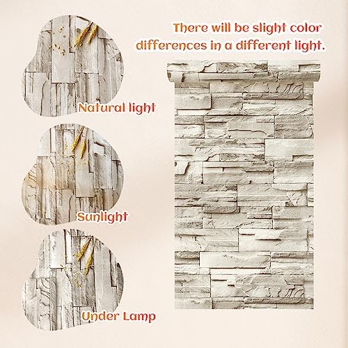 Jeweluck Faux Stone Wallpaper Peel and Stick Brick Wallpaper 17.7”×787.4” - Image 6