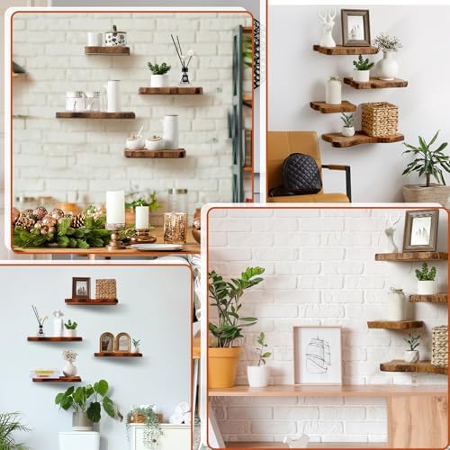 Pinkunn 4 Pcs Solid Live Edge Floating Shelves - Image 6