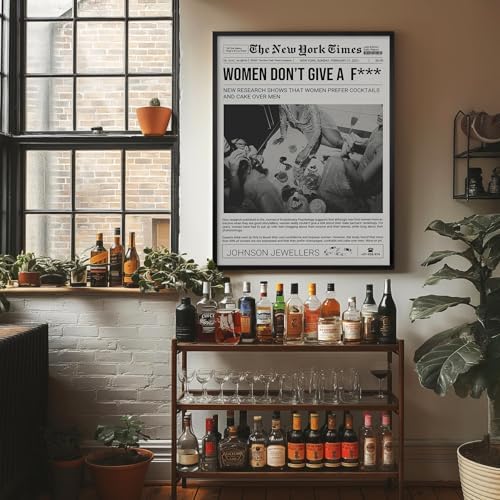 Vintage Black And White Wall Art 24x36in Black Framed Trendy Girly Newspaper - Image 7