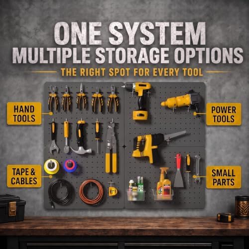 Pegboard Organizer, 4 Pack 12 x 16 in Metal Panels, 6 Bins, Gunmetal Gray - Image 6