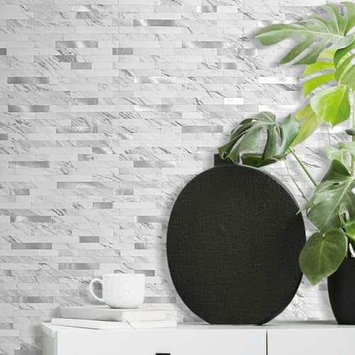 DICOFUN 10 Sheets Marble Look Peel and Stick Backsplash Wall Tile, PVC Kitchen - Image 6