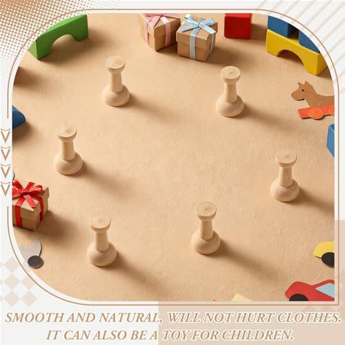 6 Pack Natural Wooden Adhesive Coat Hooks, Rustic Wall Hangers - Image 6