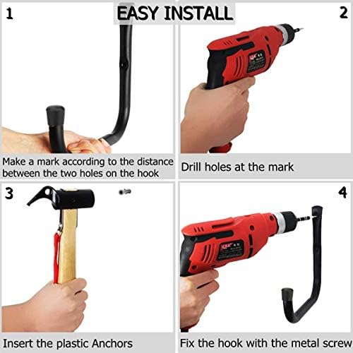 12 Pack Heavy Duty Steel Garage Storage Hooks, 3.5Inch Wall Mounted J Utility - Image 7